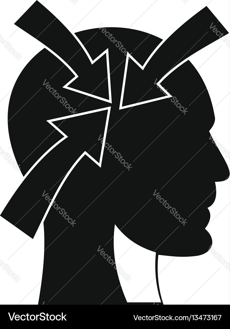 Head with arrows icon simple style vector image
