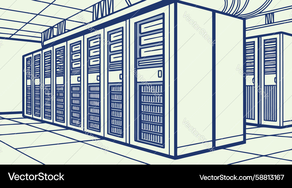 High-tech server room with advanced network Vector Image