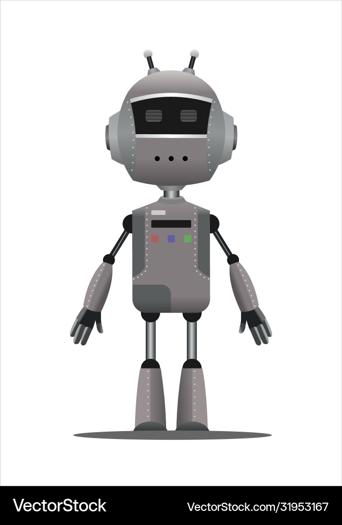 Iron friendly android robot character with two Iron friendly android robot character with two vector image