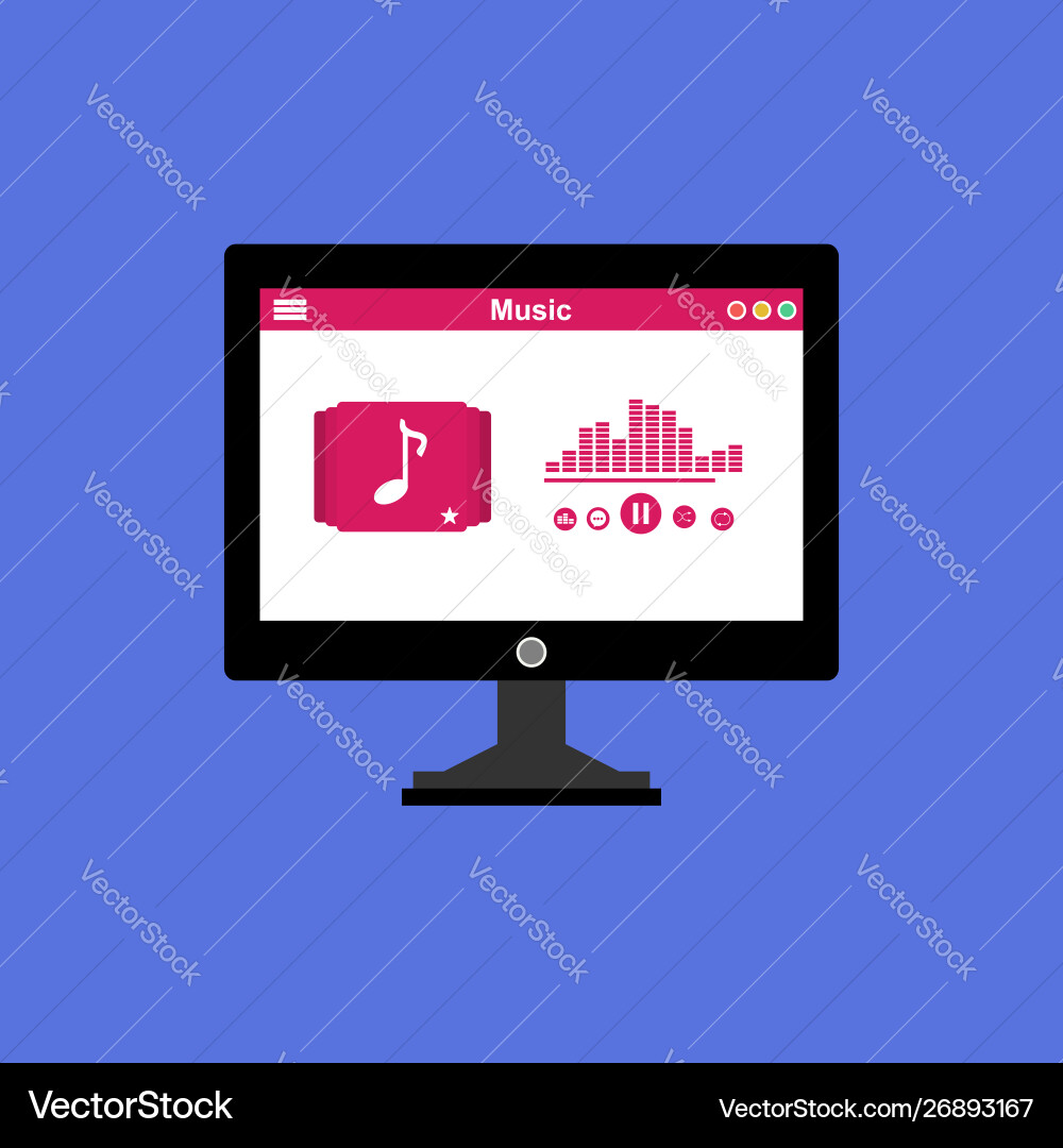 Media player application app template with flat Media player application app template with flat Vector Image