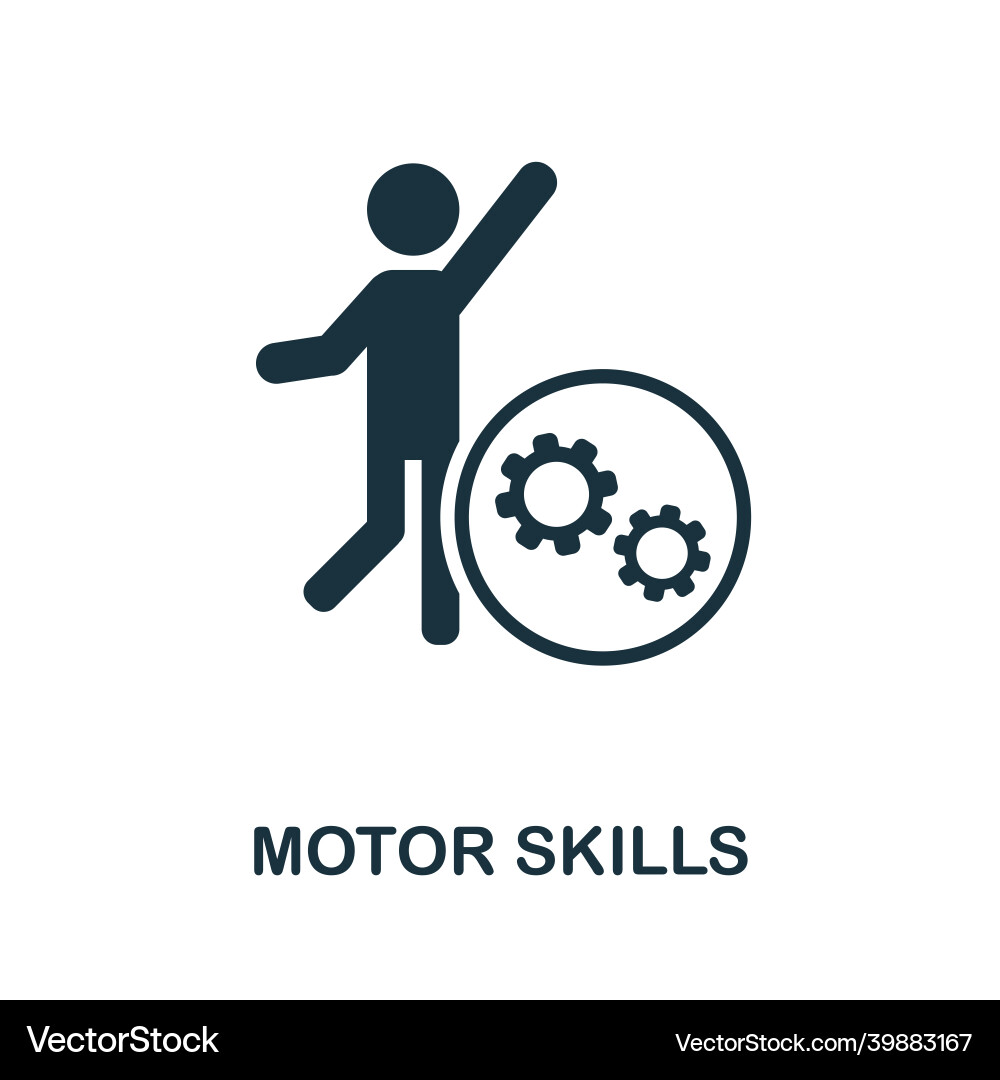 Motor skills icon monochrome sign from creative Motor skills icon monochrome sign from creative vector image