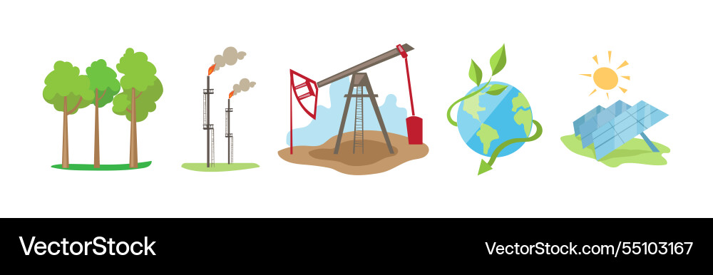 Natural and land resources object element Natural and land resources object element vector image