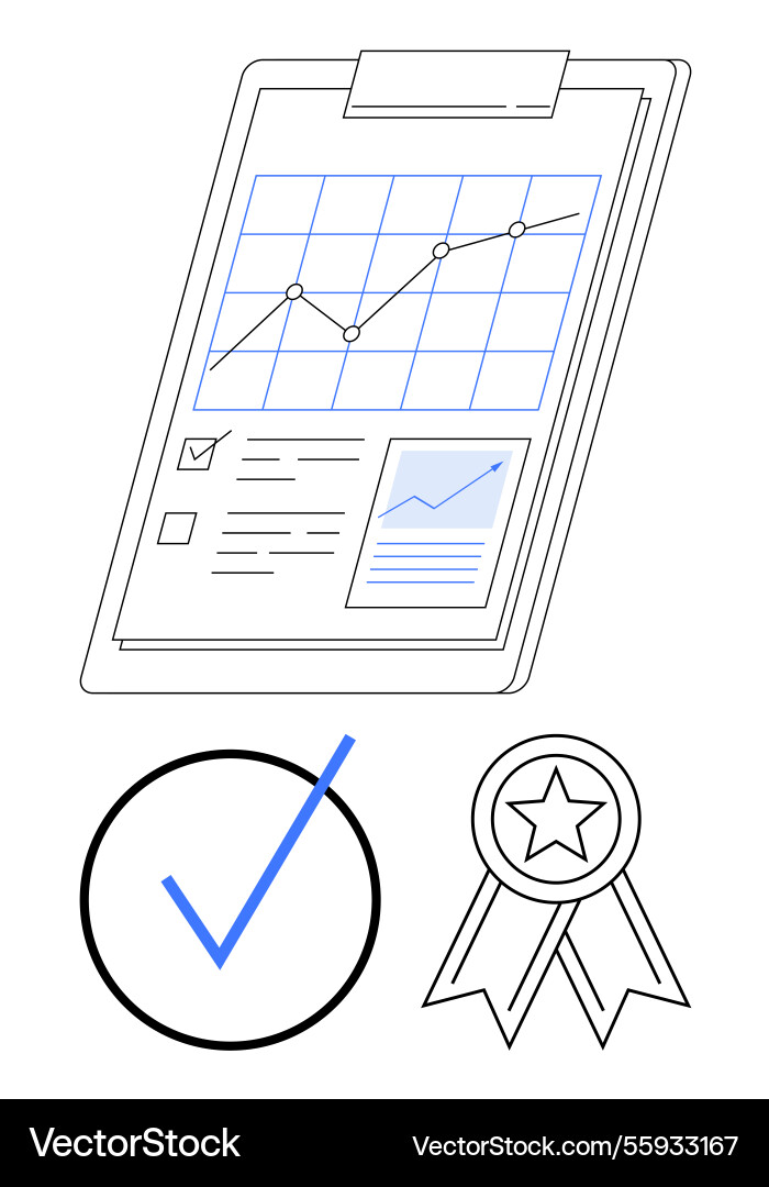 Performance analysis with growth chart checklist Performance analysis with growth chart checklist vector image