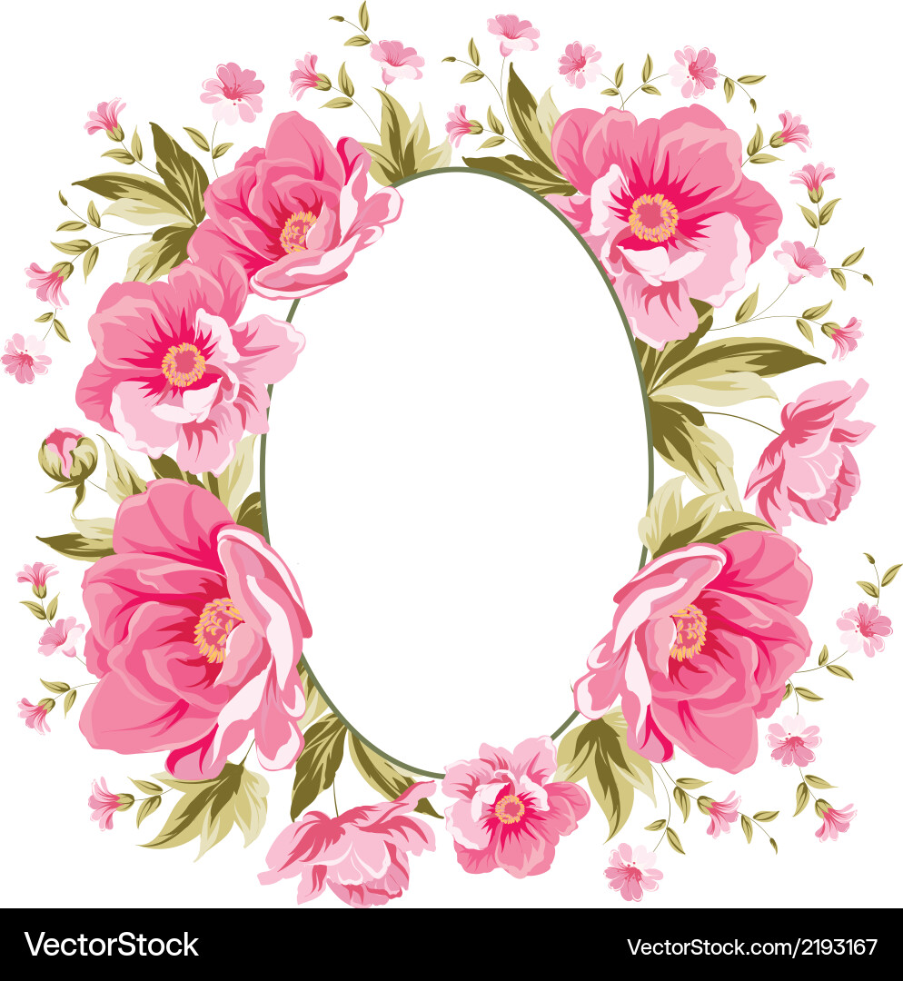 Pink Peony Floral Frame Vector Image