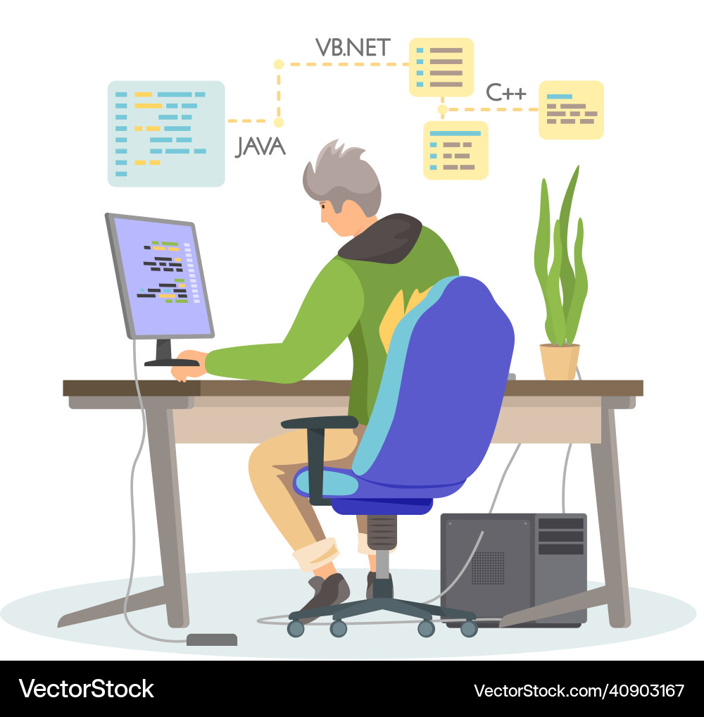 Programmer engineering and coding Programmer engineering and coding vector image