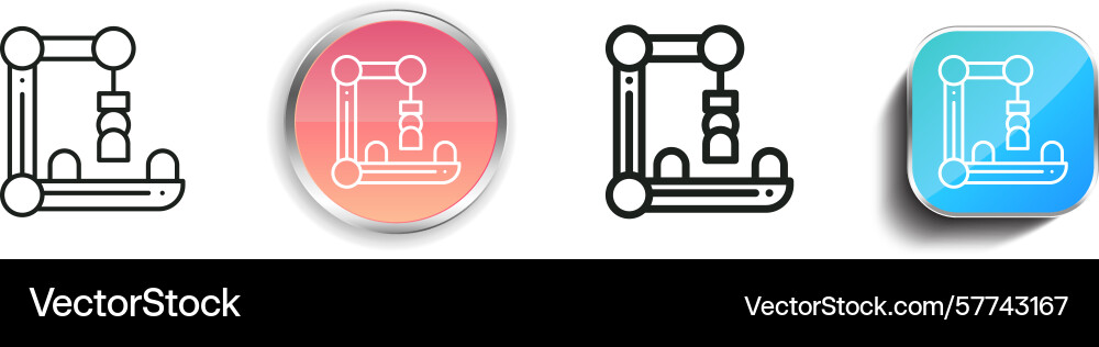 Robot arm icon thin linear regular and button vector image