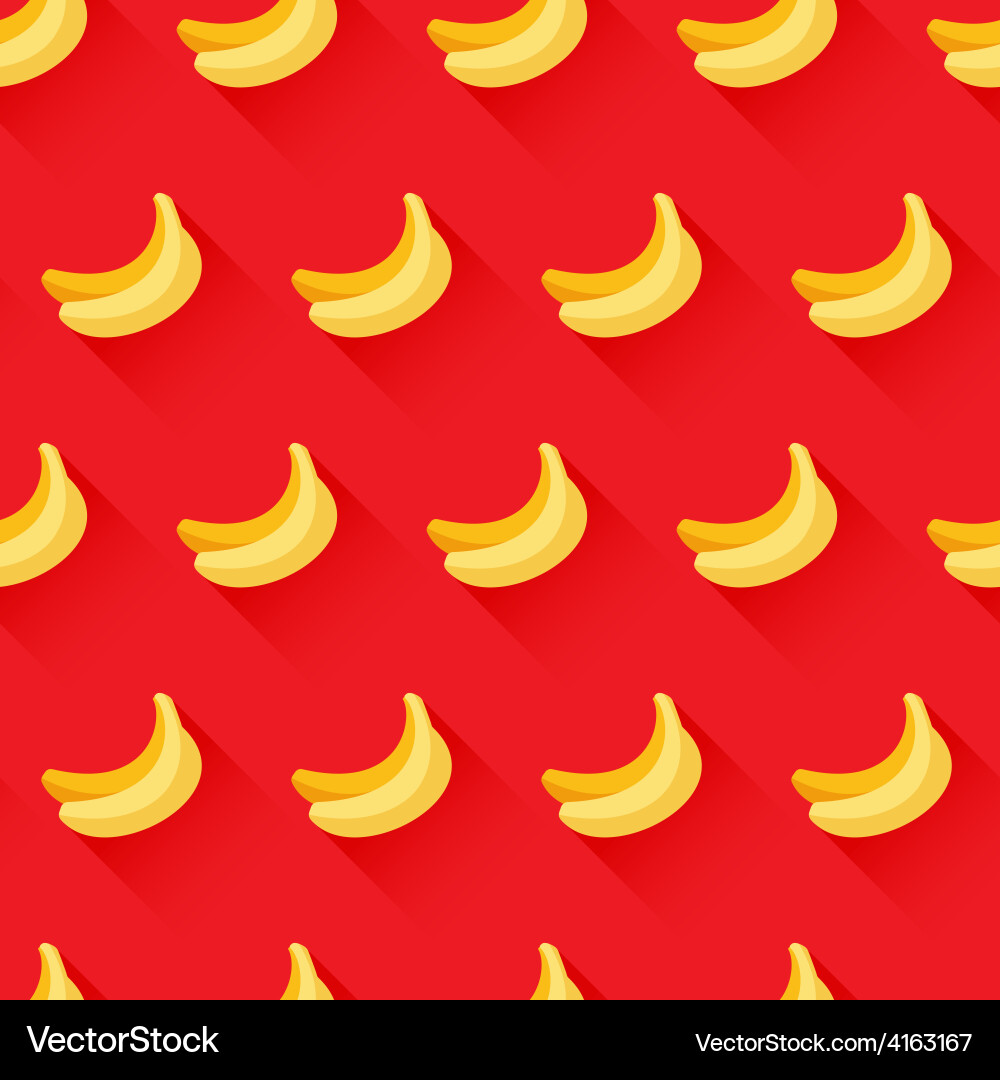 Seamless pattern with bananas on red background Vector Image