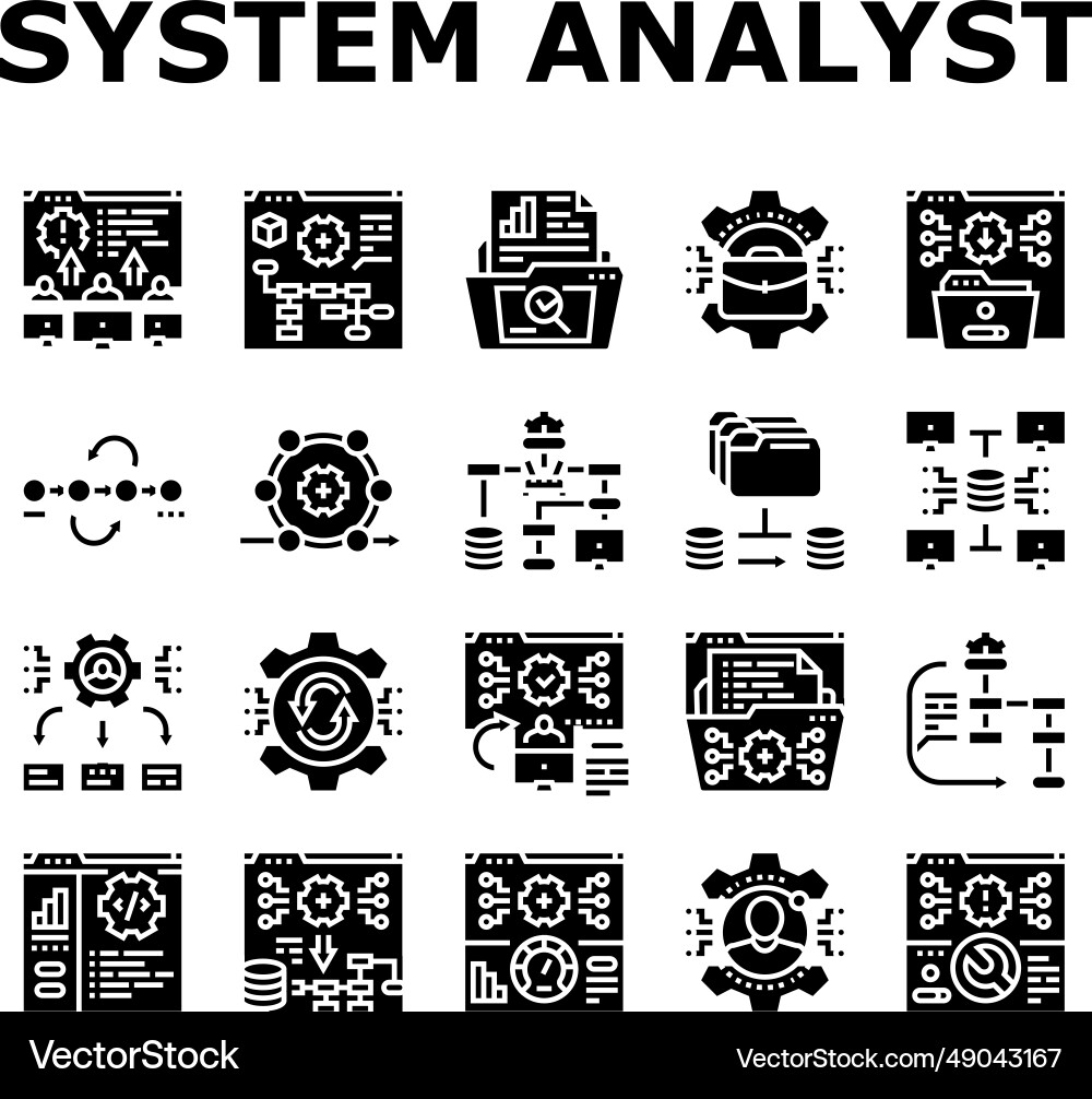 System analyst data icons set System analyst data icons set vector image