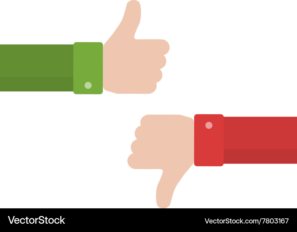 Thumbs up and down in flat style Royalty Free Vector Image