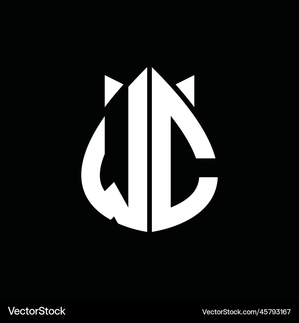 Wc logo monogram drops crown shape images design Vector Image