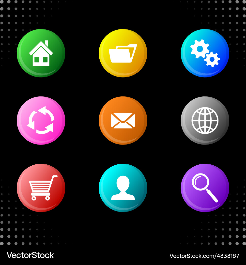 Website Icon Set - Circular Buttons vector image