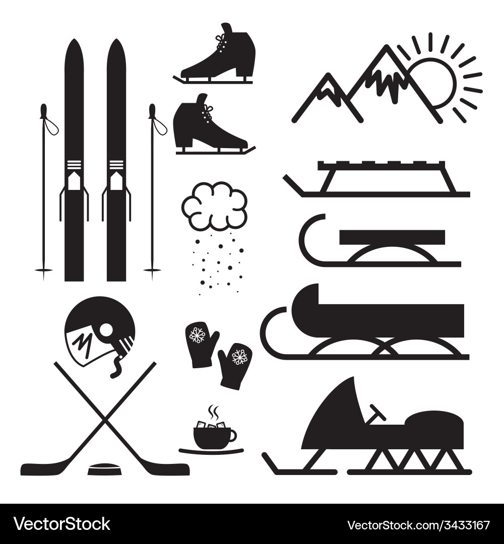 Winter Sports Icons Vector Image