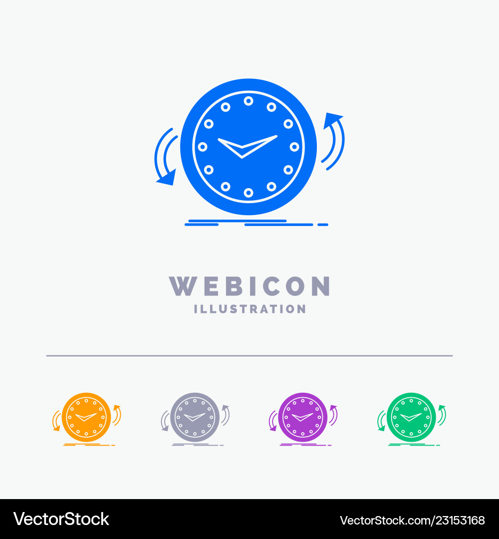 Backup clock clockwise counter time 5 color glyph Backup clock clockwise counter time 5 color glyph vector image