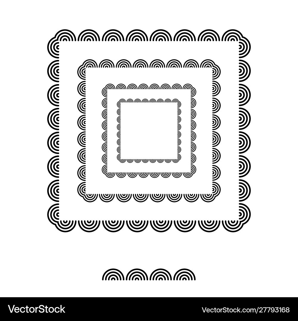 Brushs patterns in a square line black shape Vector Image