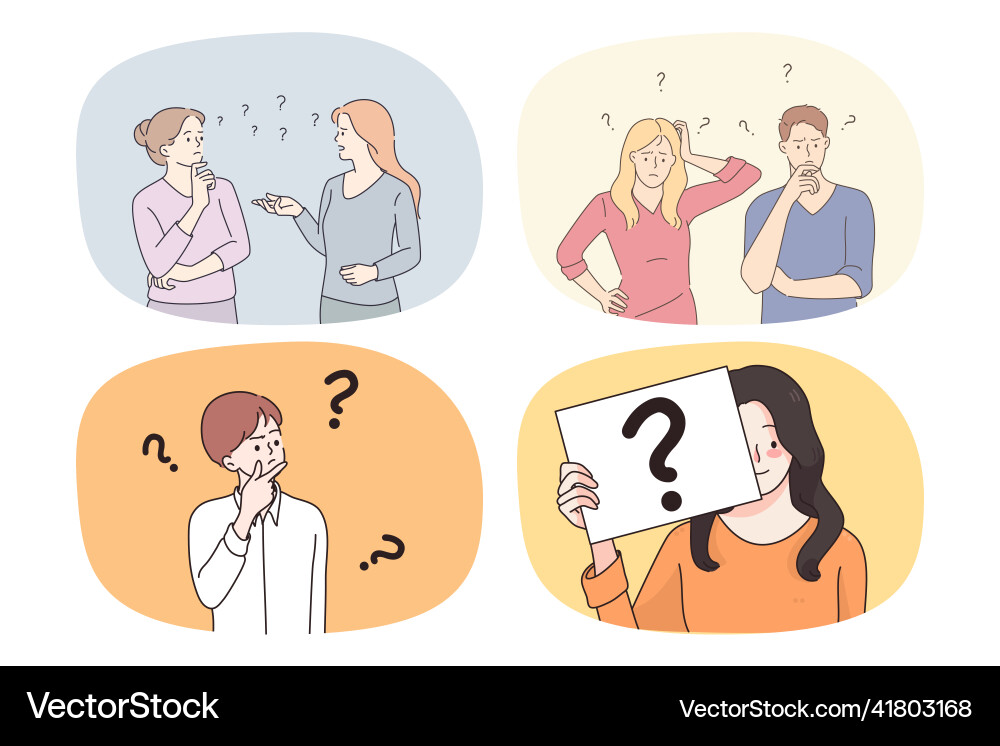 Bundle of people consider problem solution Bundle of people consider problem solution Vector Image