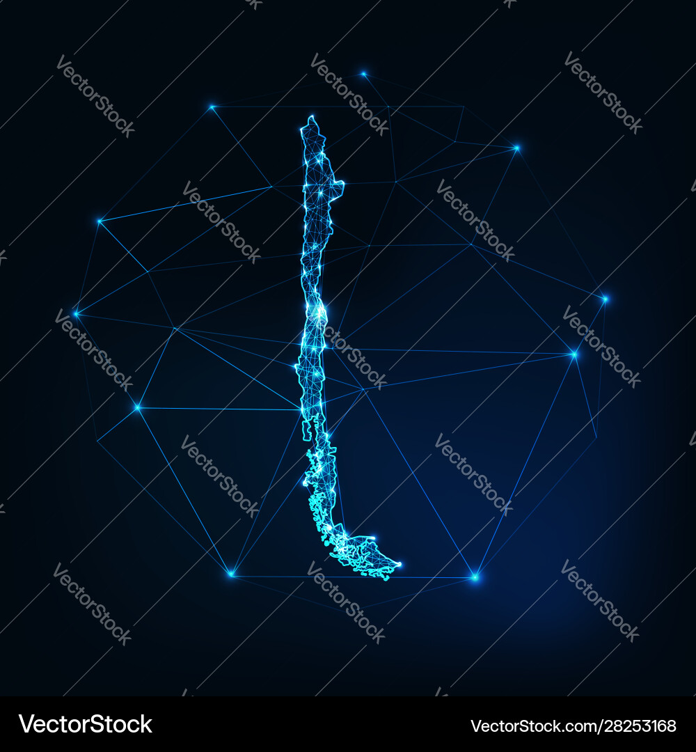 Chilie map outline with stars and lines abstract vector image
