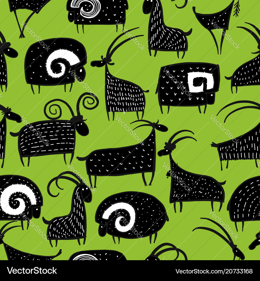 Goats and rams seamless pattern for your design Goats and rams seamless pattern for your design vector image