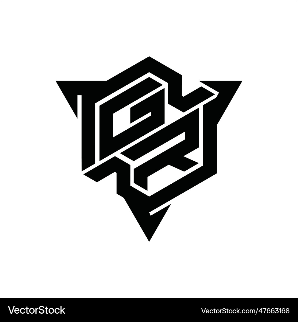 Gr logo monogram hexagon shape with triangle Vector Image
