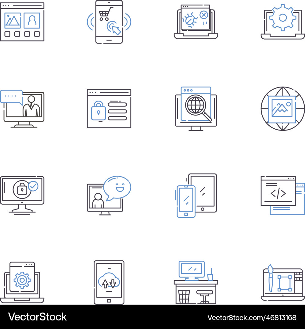 Grid line icons collection mesh matrix lattice Grid line icons collection mesh matrix lattice vector image