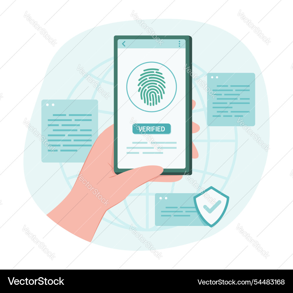 Hand scan fingerprint for biometrics scanning vector image