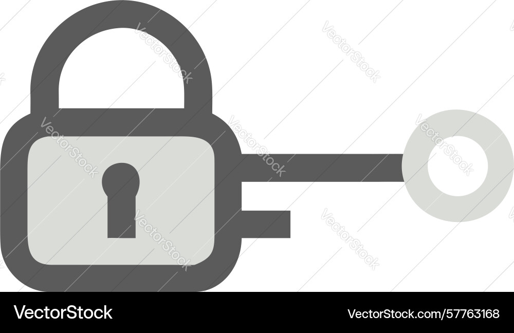 Lock and key icon for security access control vector image