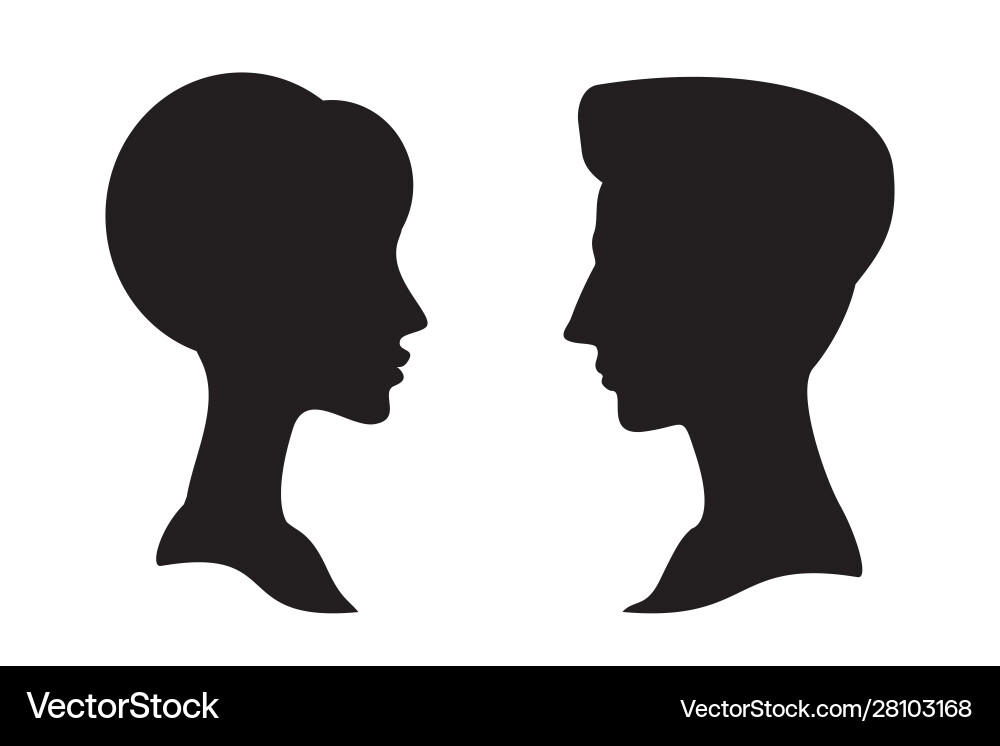 Man and woman side profile head silhouettes Man and woman side profile head silhouettes vector image