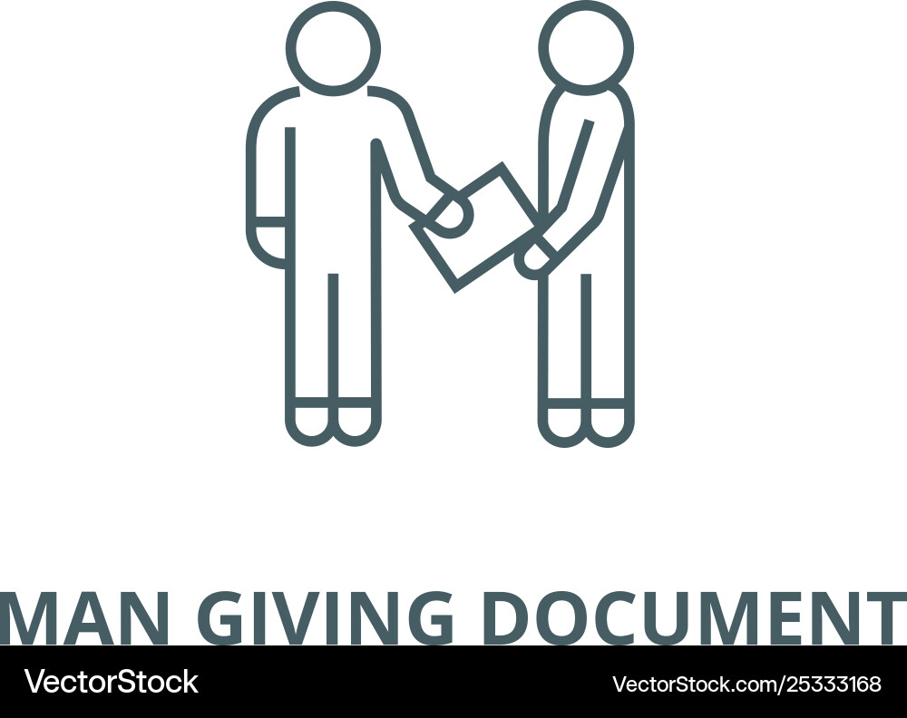 Man giving document line icon linear Man giving document line icon linear Vector Image