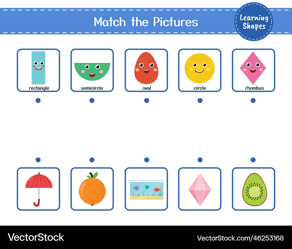 Match the shapes with objects educational Vector Image