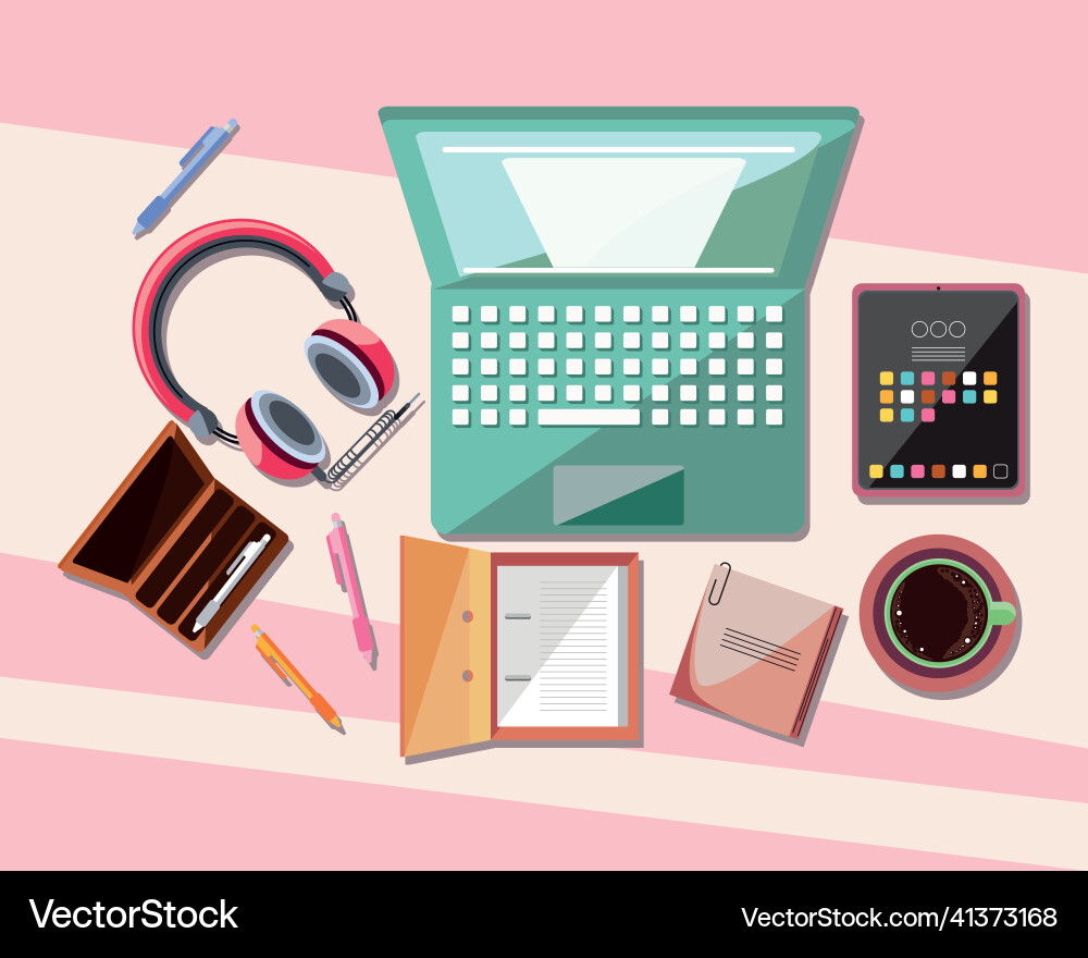 Office Workspace Setup vector image