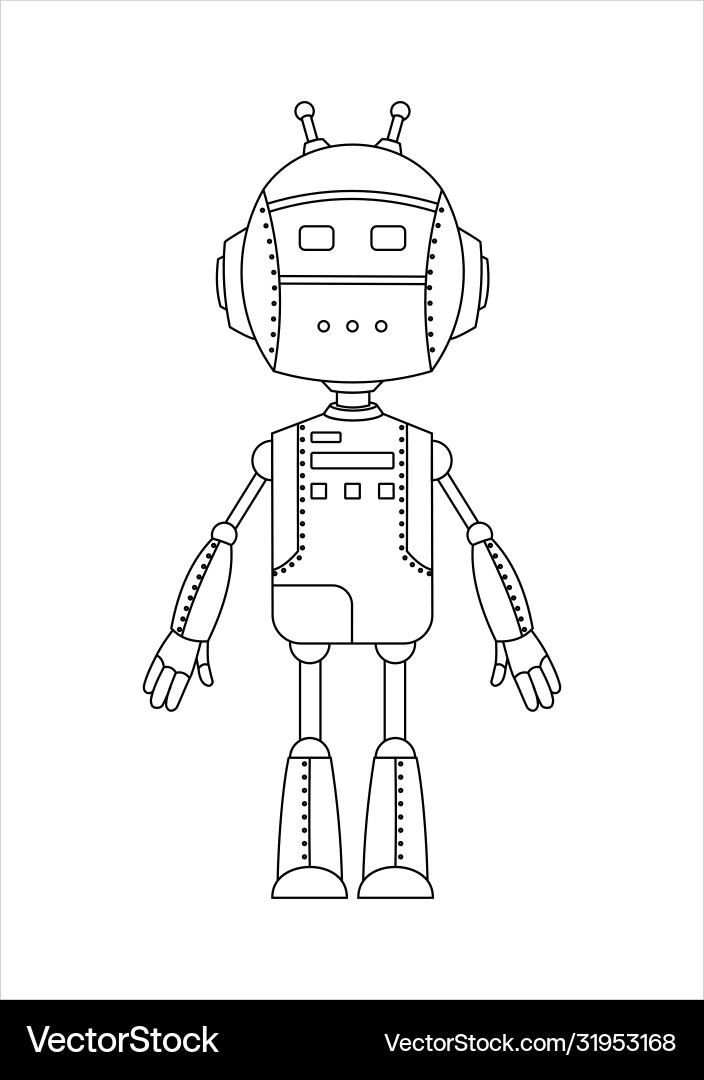 Outline freundliche Android Roboter Charakter mit zwei Outline freundliche Android Roboter Charakter mit zwei vektorbild
