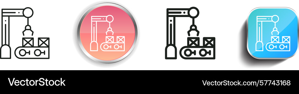 Robot arm icon thin linear regular and button Robot arm icon thin linear regular and button vector image