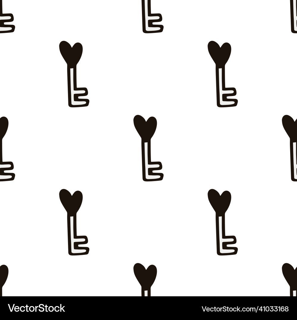 Seamless pattern with a heart-shaped key vector image