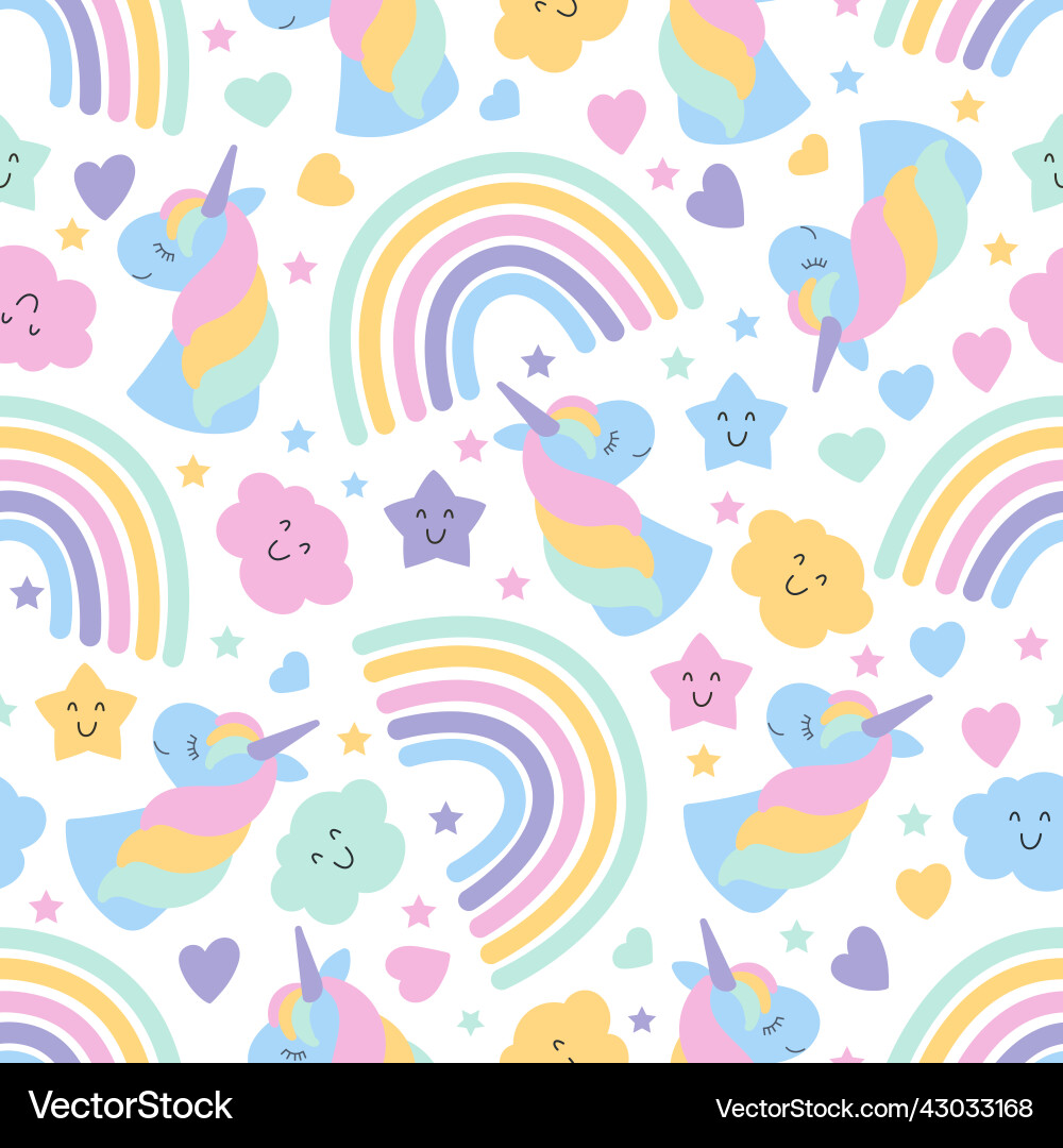 Seamless pattern with unicorns and rainbows Seamless pattern with unicorns and rainbows vector image
