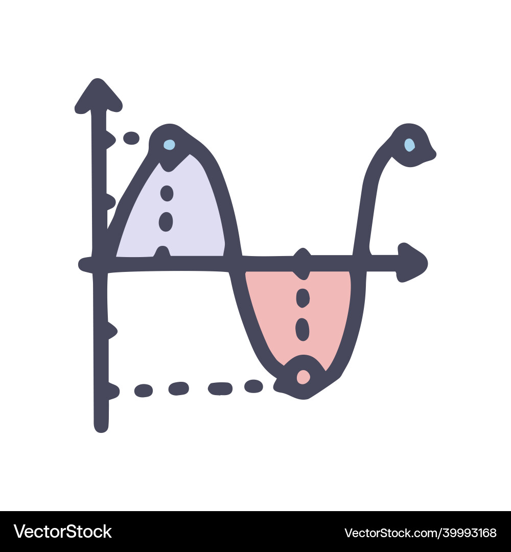 Sinusoid plot color doodle simple icon Sinusoid plot color doodle simple icon vector image