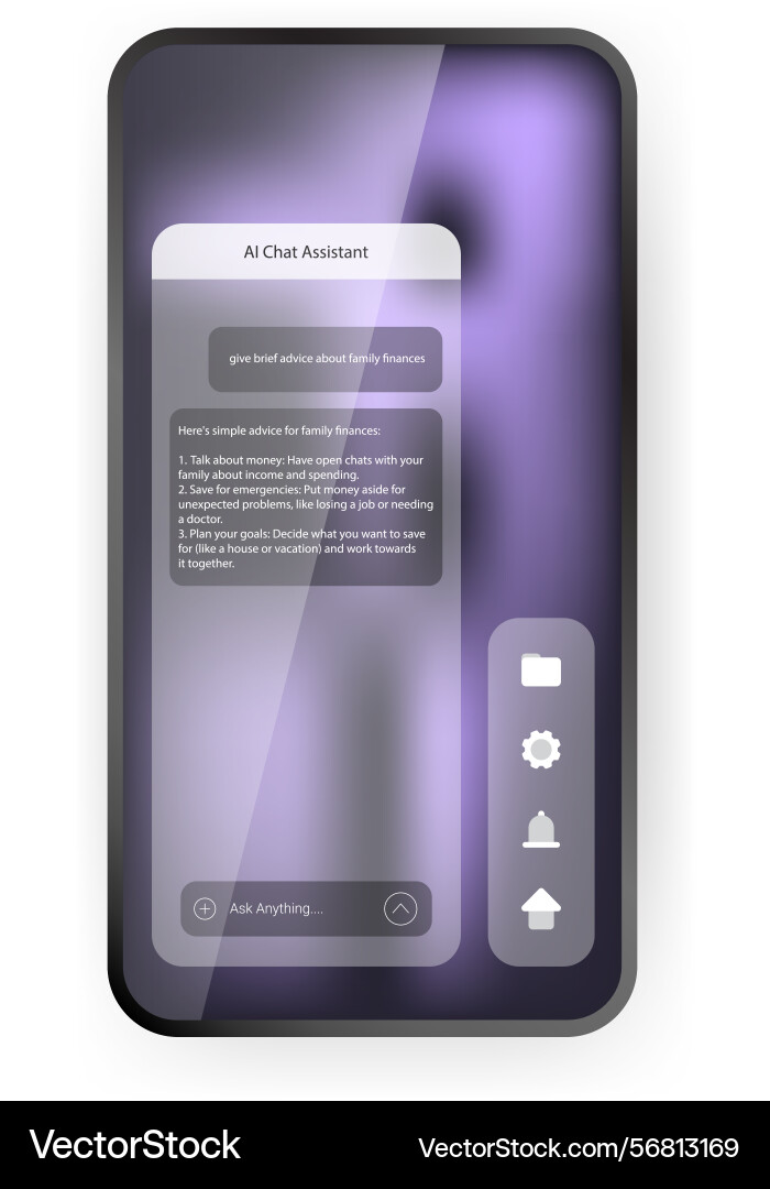 Ai chat assistant mobile app interface design vector image