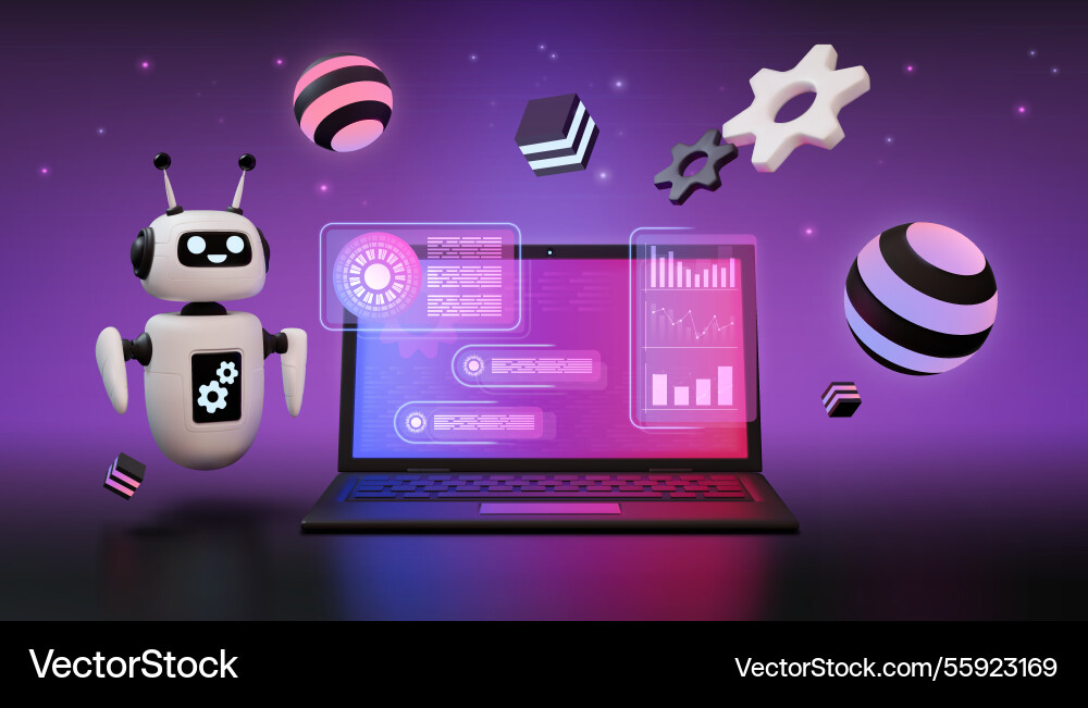 Ai robot 3d tech digital data chatbot support Ai robot 3d tech digital data chatbot support vector image