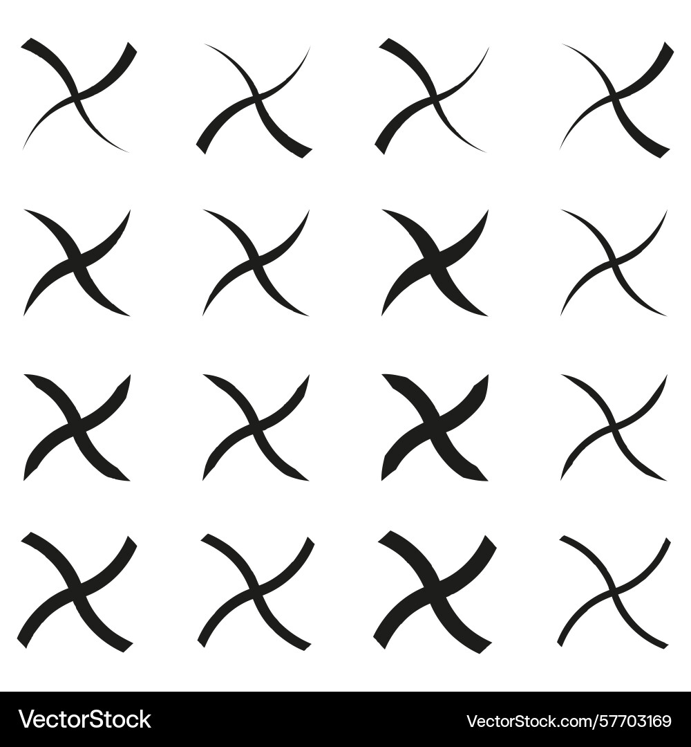 Black cross pattern dynamic stroke marks white vector image