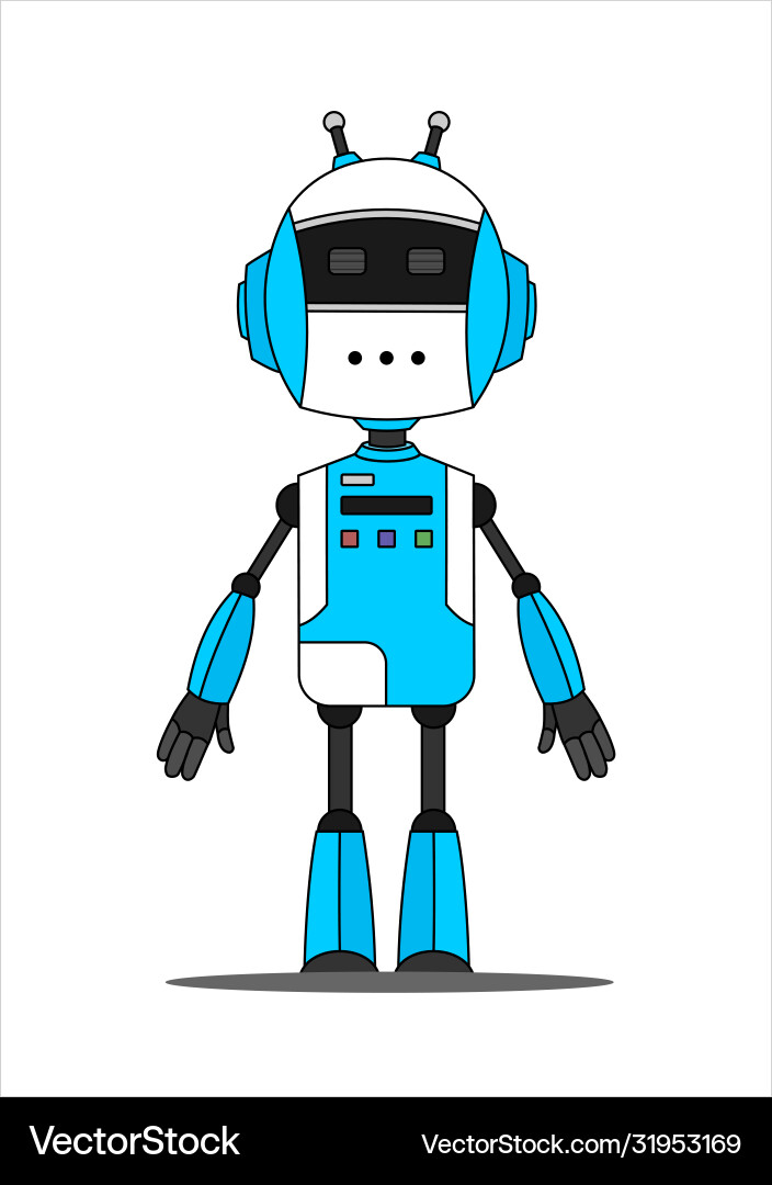 Blue friendly android robot character with two Blue friendly android robot character with two vector image