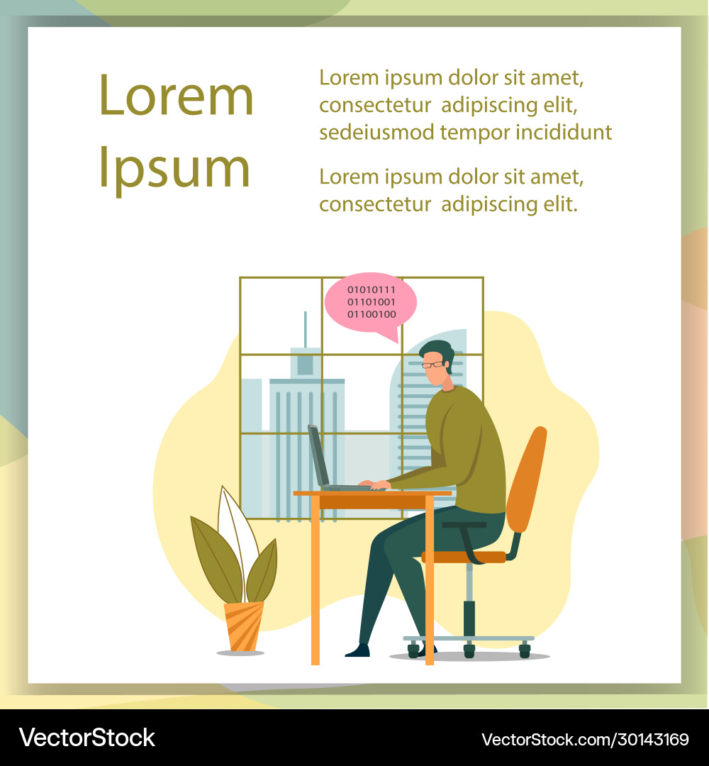 Creating codes for software sitting in office Creating codes for software sitting in office vector image