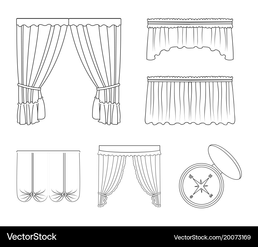 Different types of window curtainscurtains set Vector Image