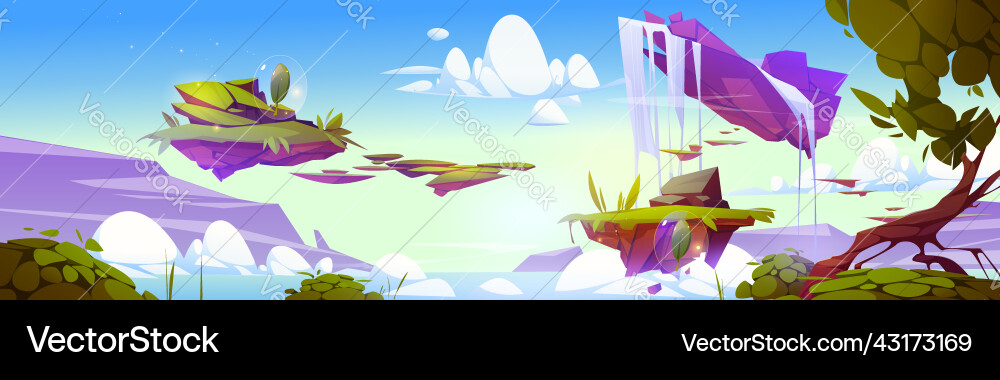 Game background with floating islands Game background with floating islands vector image