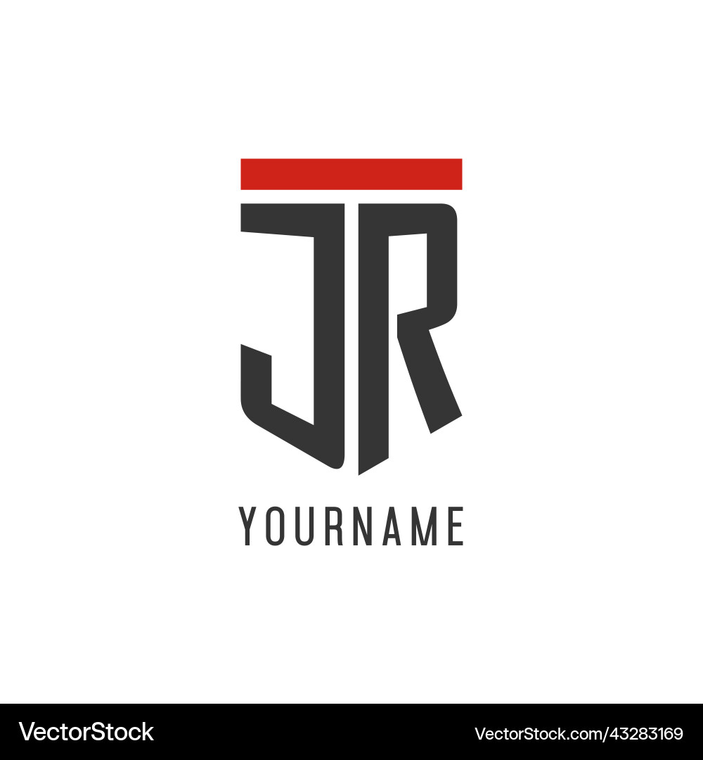 Jr initial esport logo with simple shield design Vector Image