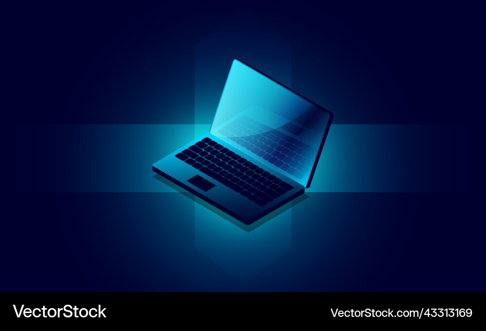 Laptop analysis processing structure isometric Laptop analysis processing structure isometric vector image