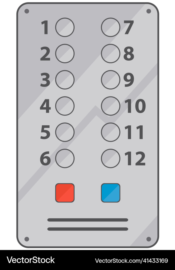 Lift push buttons with numbers and braille code Vector Image