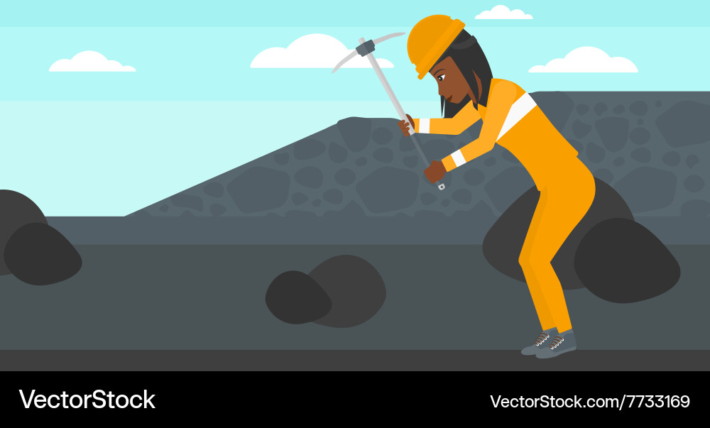 Miner working with pick vector image