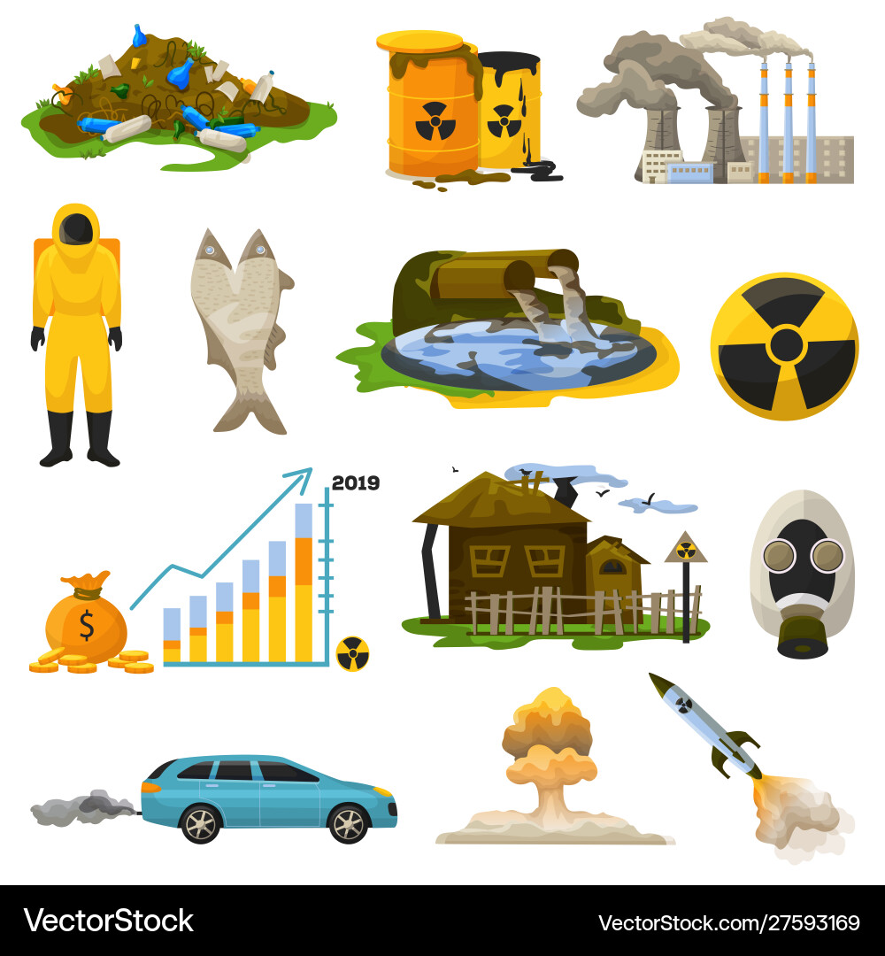 Nuclear pollution radioactive atomic energy Nuclear pollution radioactive atomic energy vector image