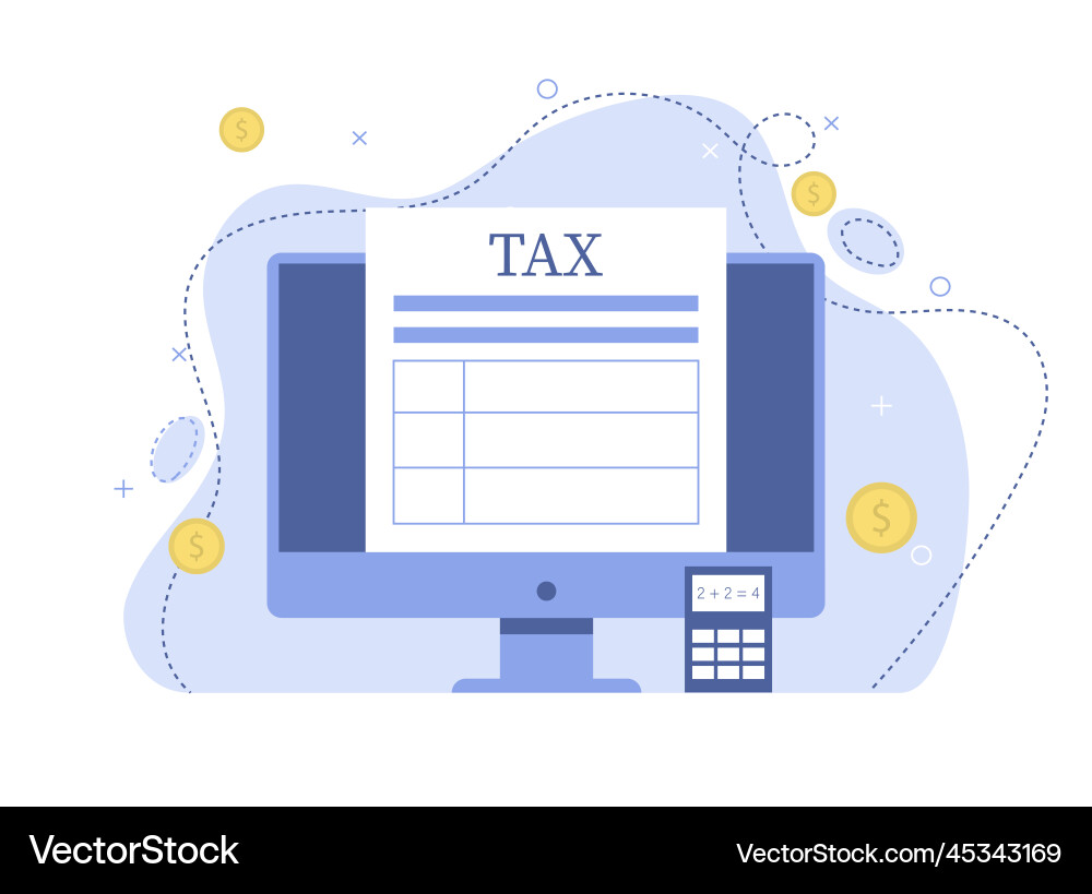 Online tax payment income return Royalty Free Vector Image