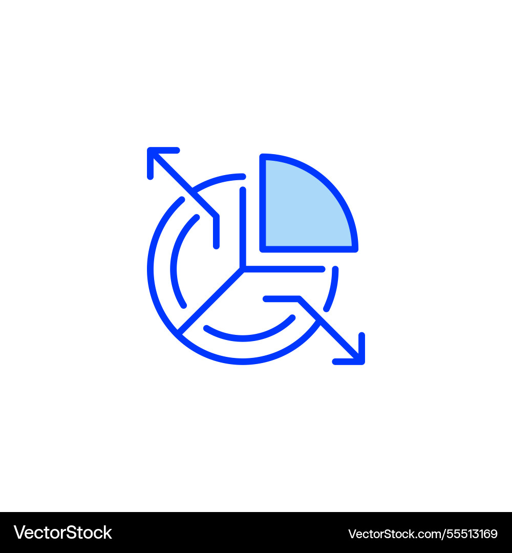 Pie chart filled line icon linear style sign Pie chart filled line icon linear style sign vector image