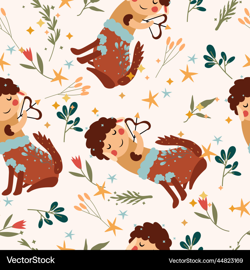 Seamless patterns with sagittarius colorful Seamless patterns with sagittarius colorful vector image