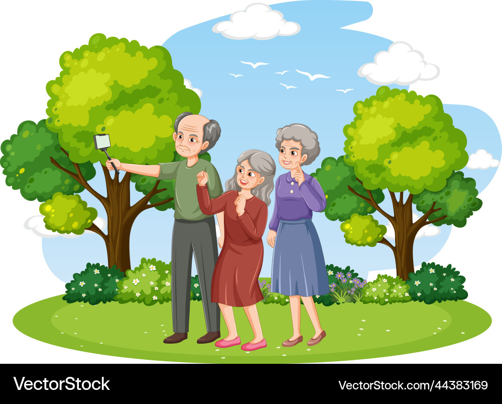 Senior people enjoying at park Senior people enjoying at park vector image